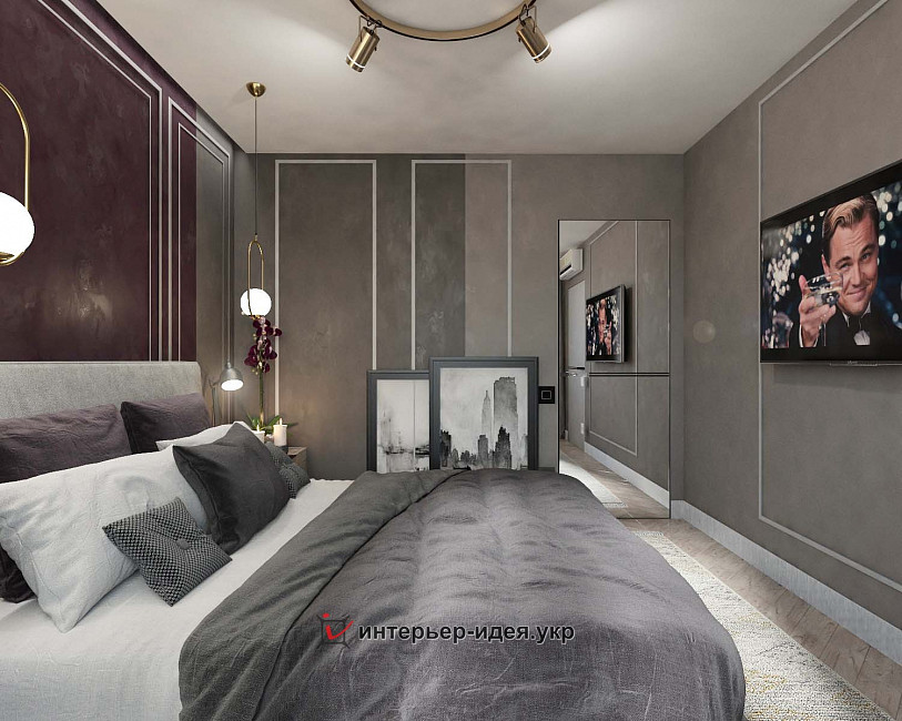 Сучасна спальня в київській квартирі по вул. Яблонського