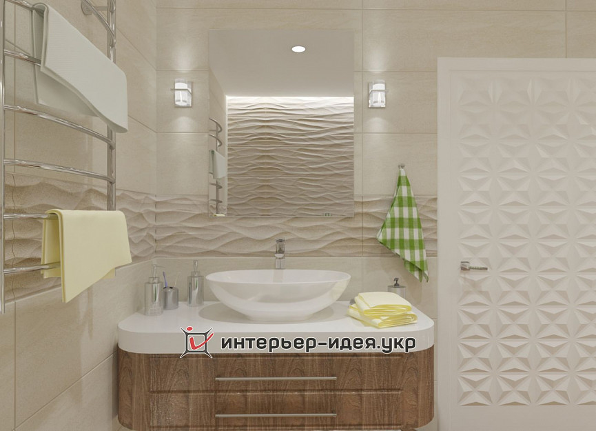 Дизайн сучасної ванної кімнати з овальною ванною і умивальником-чашою
