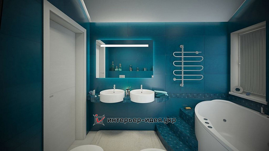 Дизайн ванної кольору аквамарин, м. Моршин, Львівської обл.