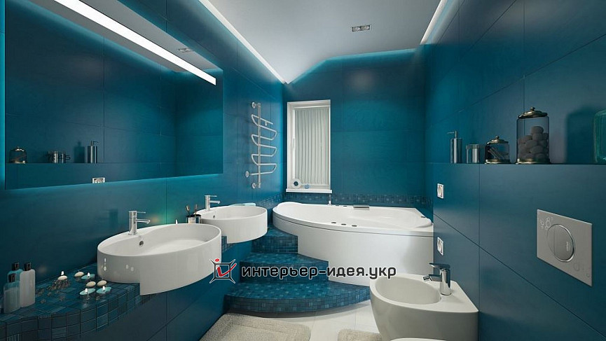 Дизайн ванної кольору аквамарин, м. Моршин, Львівської обл.
