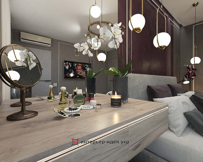 Сучасна спальня в київській квартирі по вул. Яблонського