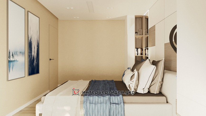 Спальня в мінімалістичному стилі з додаванням декору