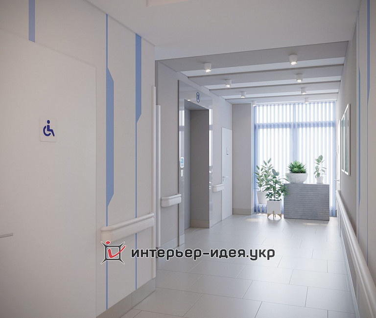 Дизайн коридору цокольного поверху Медичного центру