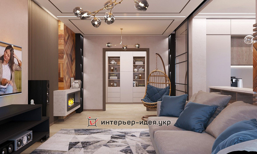 Кухня-студія з ефектними деталями