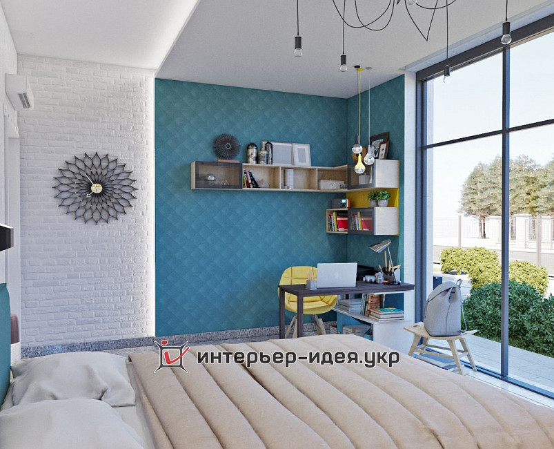 Бірюзова свіжість кольору в інтер'єрі гостьової спальні