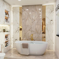 Простора ванна кімната у світлих відтінках 15 м.кв. Дизайн ВАННОЇ КІМНАТИ