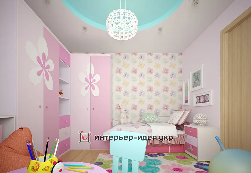 Дизайн дитячої для дівчинки в ніжних рожевих кольорах