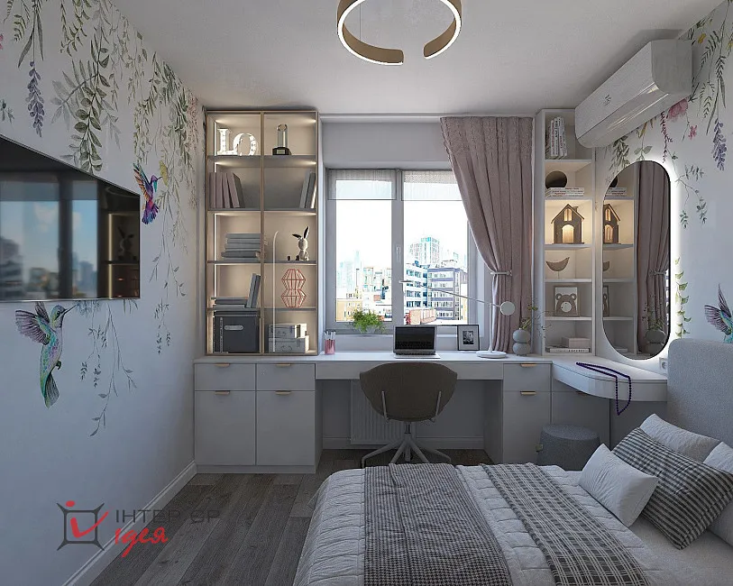 Дитяча кімната для дівчинки, 9.2 м²