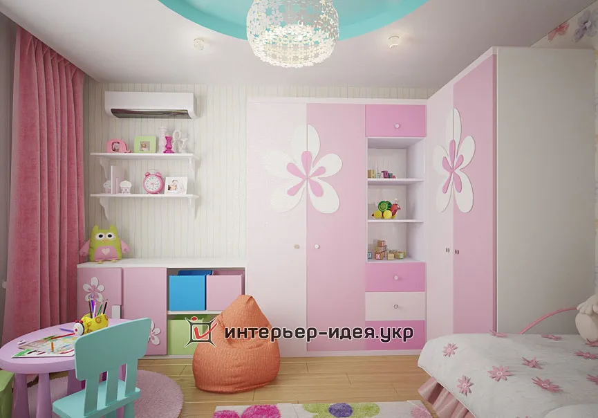 Дизайн дитячої для дівчинки в ніжних рожевих кольорах