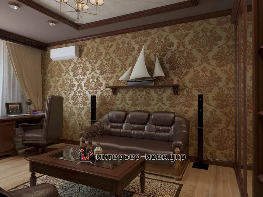 Дизайн інтер'єру кабінету в класичному стилі в квартирі