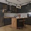 Кухня з балконом у вишуканому лофті