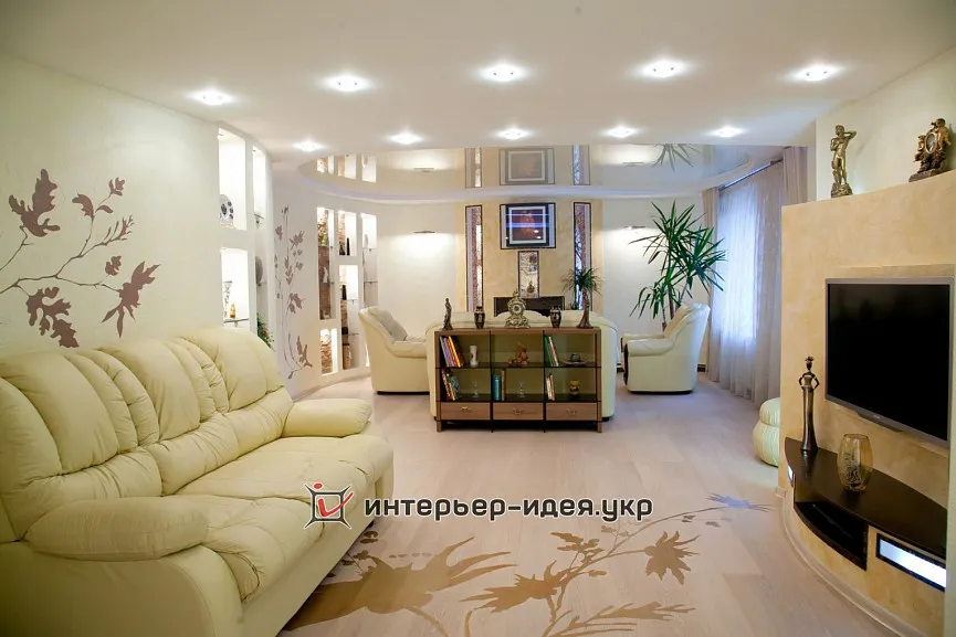 Реалізований дизайн-проект вітальні в сучасному стилі