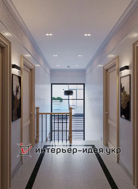Дизайн сходів і коридору в світлих тонах