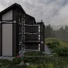 Дизайн фасаду готелю в стилі шале.
