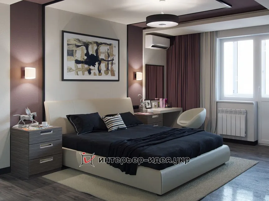 Дизайн спальні в кремово-кавовому кольорі