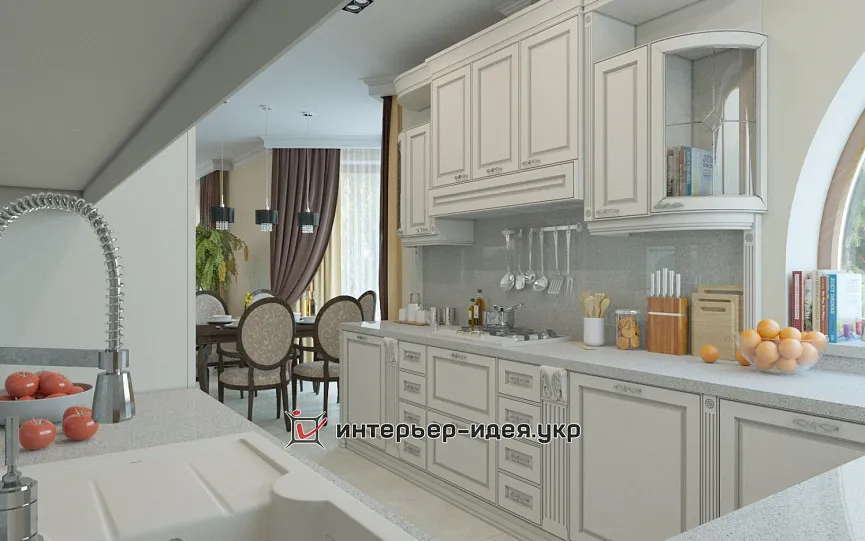 Дизайн кухні в сіро-білих тонах