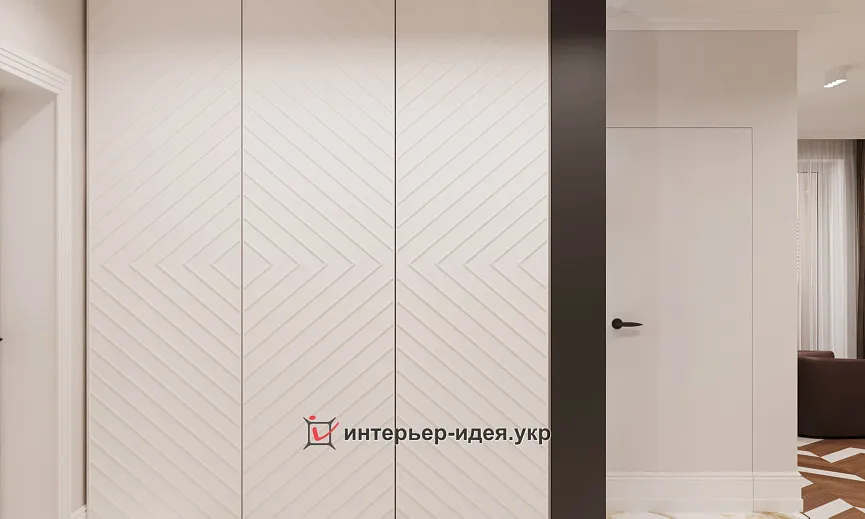 Неординарна кухня-вітальня в сучасному стилі.