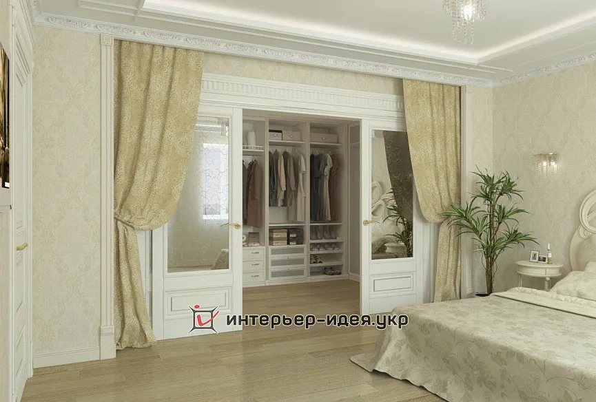 Дизайн спальні та гардеробної з італійськими мотивами