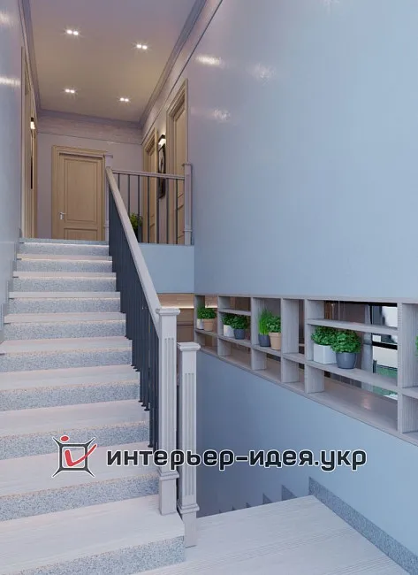 Дизайн сходів і коридору в світлих тонах