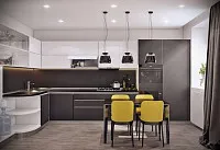 Дизайн кухні з меблями кольору шафрану. Дизайн КУХНІ