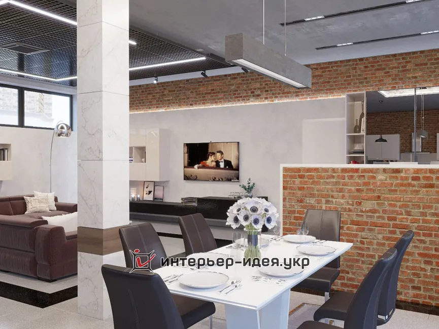 Дизайн кухні-студії в стилі лофт