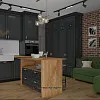Кухня з балконом у вишуканому лофті