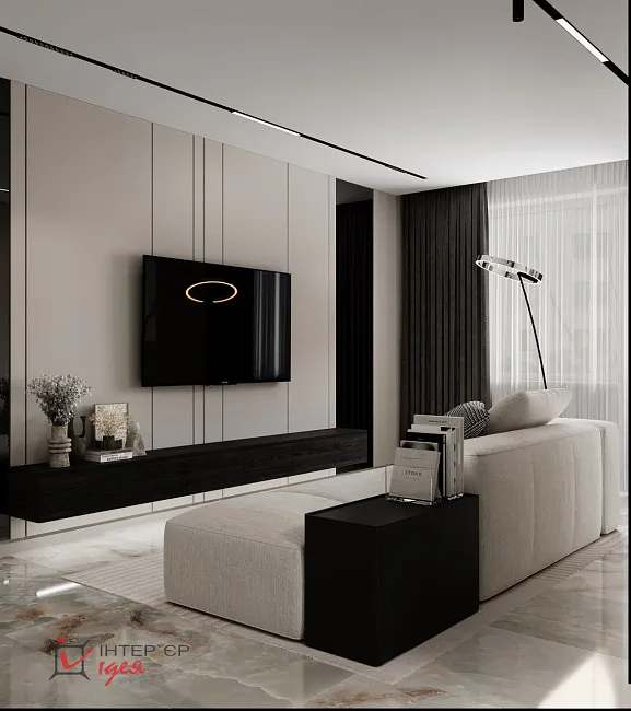 Вітальня в стилі мінімалізм, 15 м2