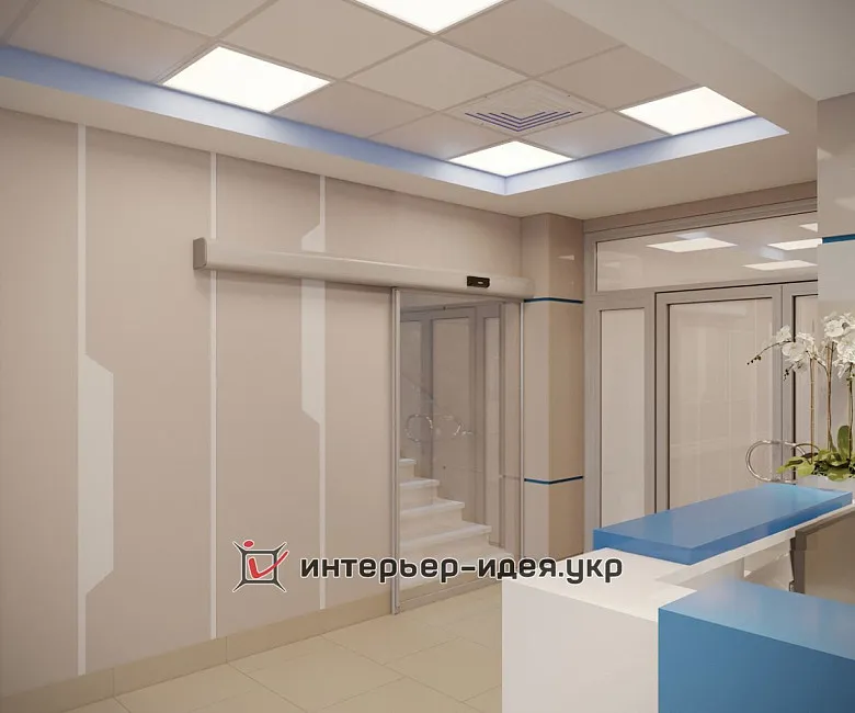 Дизайн ресепшена цокольного холу Медичного центру